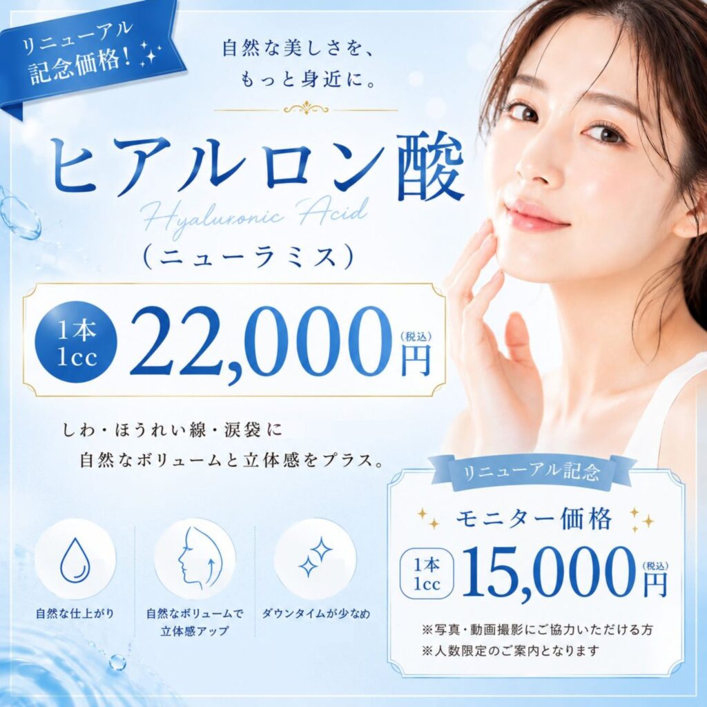 リニューアル記念価格ヒアルロン酸